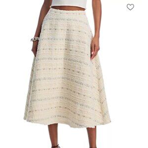 AQUA Tweed Circle Skirt, Cream, Small